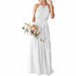 Women's Halter Chiffon Bridesmaid Dress Long A-Line Weddign Guest Dresses