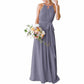 Women's Halter Chiffon Bridesmaid Dress Long A-Line Weddign Guest Dresses