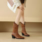 Cowboy Boots Pull on Comfortable Chunky Block Heel Boots Western Cowgirl Boots