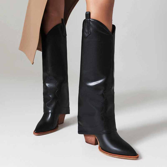Women Basic Cowboy Boots in Black and Brown Color
