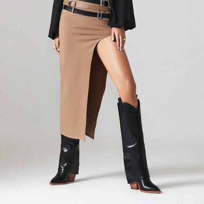 Women Basic Cowboy Boots in Black and Brown Color