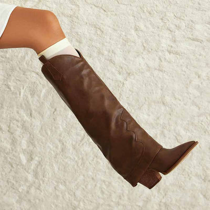 Women Basic Cowboy Boots in Black and Brown Color