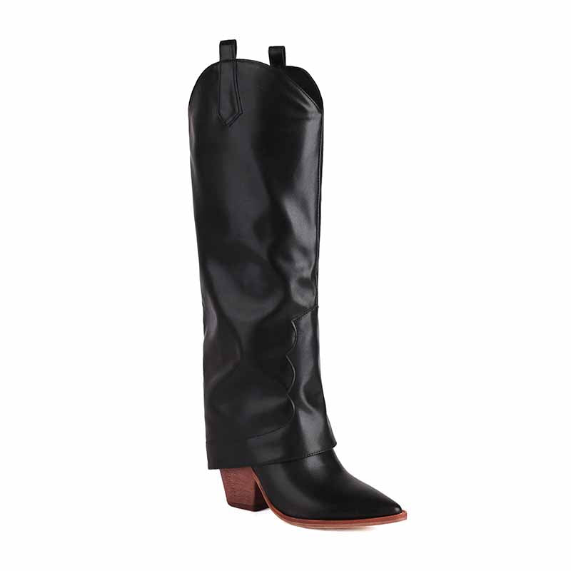 Women Basic Cowboy Boots in Black and Brown Color