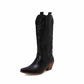 Women's block heel boots knee high embroidered cowgirl boots