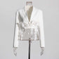 Women's Flower Embellished V-Neck Crop Top Blazer Wedding Coat