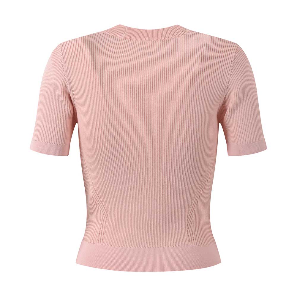 Women Knit Cardigan V-Neckline Cropped Knitted Slim Coat Short Sleeve