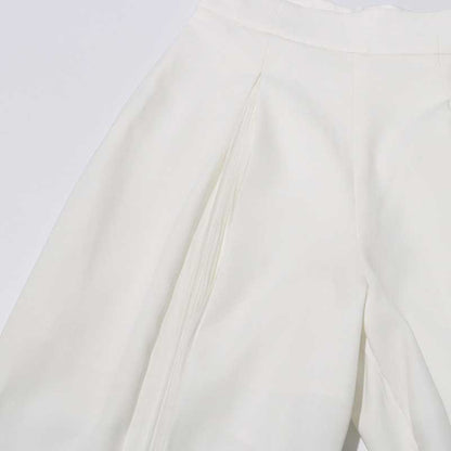 White Blazer Pantsuit Crop Top Coat + Wide Legs 2 Pieces Set