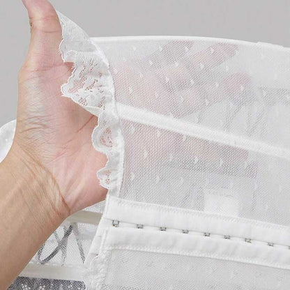 Close-up of cross lace tank top for women by SD Dresscode with delicate lace detailing