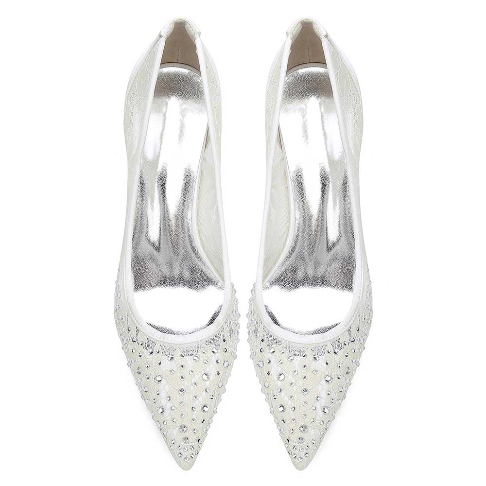 S&DCo. crystal lace wedding shoes adorned with sparkling gems for a stunning bridal look