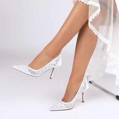 S&DCo. crystal lace wedding shoes featuring elegant design and sparkling embellishments for brides