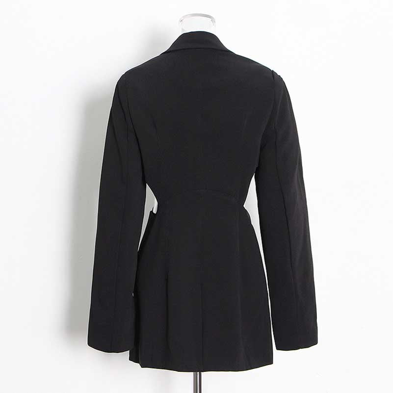 Women's One Button Blazer Cut Out Sides Mid-Length Coat