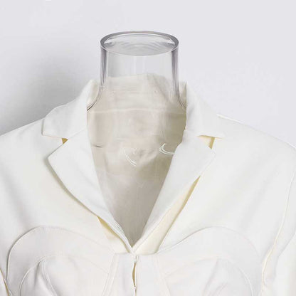 Women's One Button Blazer Cut Out Sides Mid-Length Coat