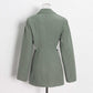 Women's One Button Blazer Cut Out Sides Mid-Length Coat