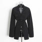 Women's One Button Blazer Cut Out Sides Mid-Length Coat