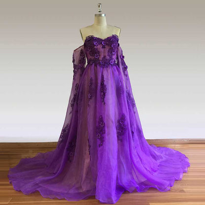 Women Tulle Robe for Maternity Dress Puffy Gown Off-The-Shoulder Prom