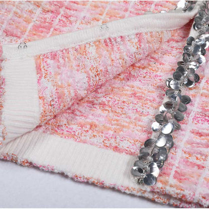 Women Wool Knitted Cardigan Jacket + Mini Skirt Two Pieces Skirt Suit