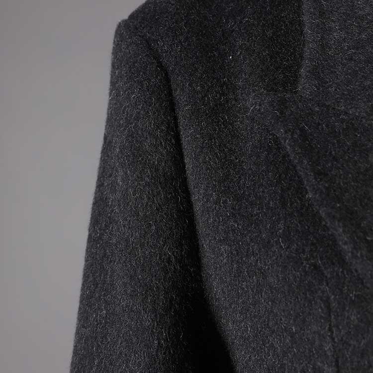 Double belted wool coat black with a classic design and premium fabric for stylish warmth