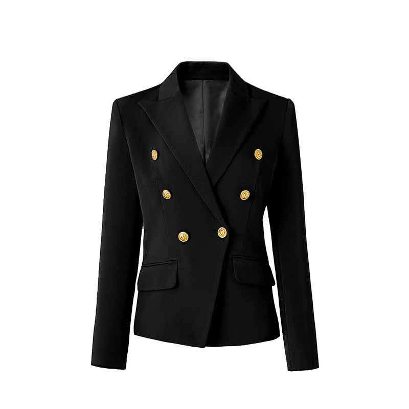 Double Breasted Blazer with Gold Buttons – Elegant Structured Blazer for Women