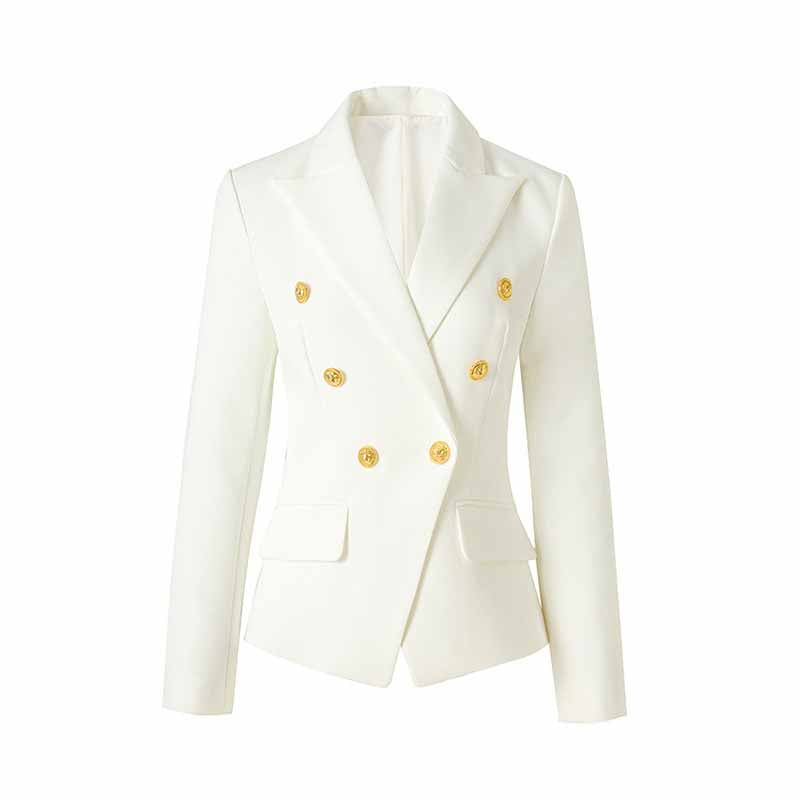 Double Breasted Blazer with Gold Buttons – Elegant Structured Blazer for Women