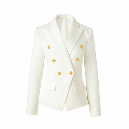 Double Breasted Blazer with Gold Buttons – Elegant Structured Blazer for Women