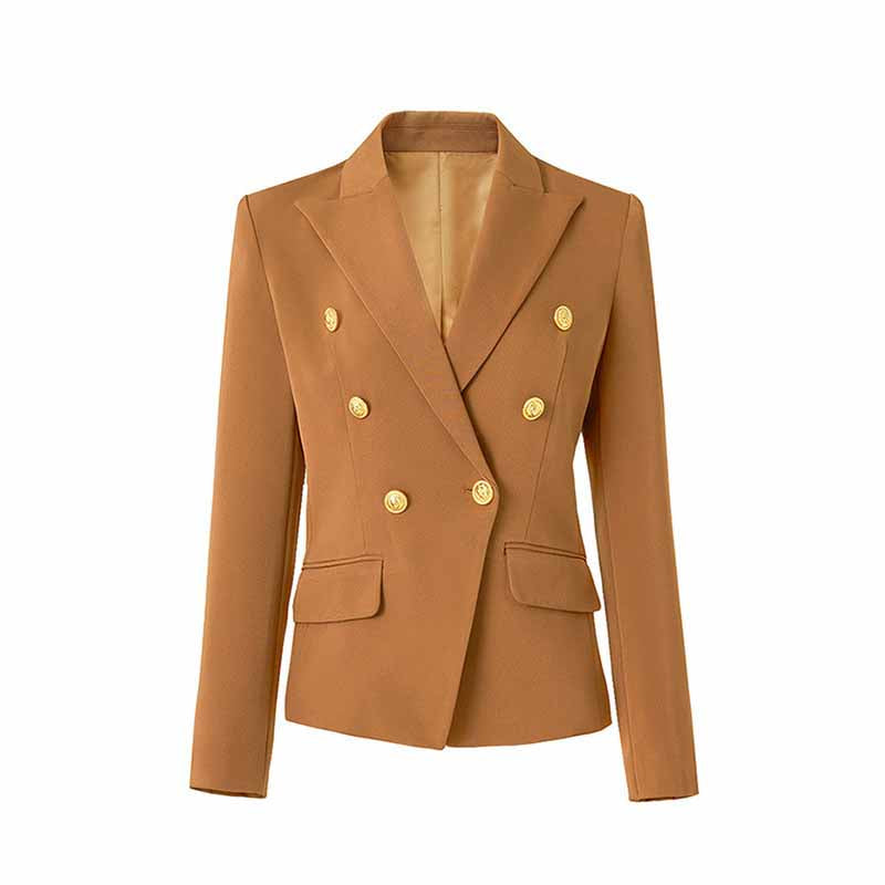Double Breasted Blazer with Gold Buttons – Elegant Structured Blazer for Women