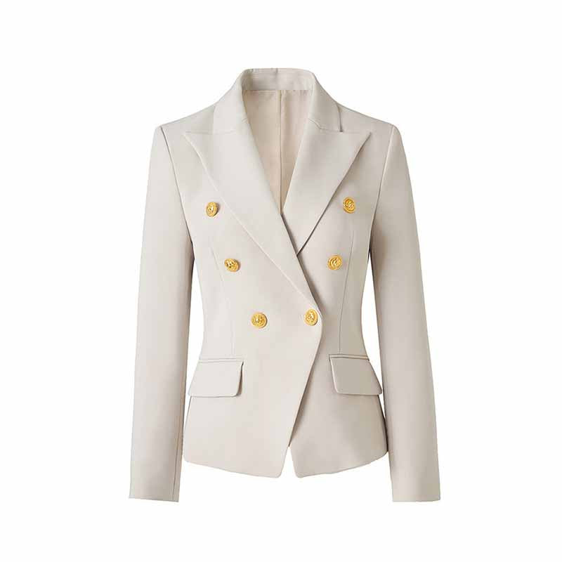 Double Breasted Blazer with Gold Buttons – Elegant Structured Blazer for Women