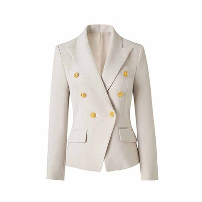 Double Breasted Blazer with Gold Buttons – Elegant Structured Blazer for Women