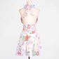 Halter Floral Patchwork Multi-Layered Ruffle Mini Dresses