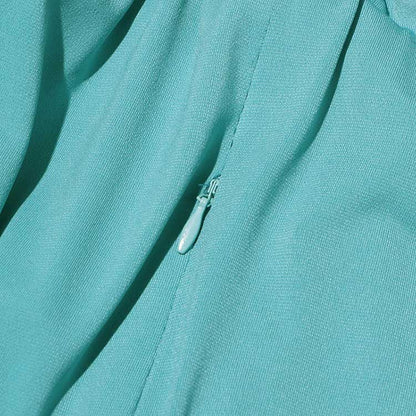 Women Long Flared Sleeve Formal Dress Shoulder Padded High Slit Event Dress