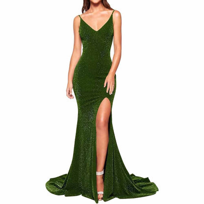 Women's Prom Dress Bridesmaid Dress Long High Slit Mermaid Formal Evening Gown for Wedding