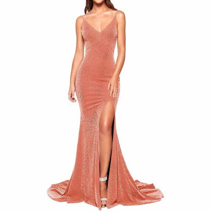 Women's Prom Dress Bridesmaid Dress Long High Slit Mermaid Formal Evening Gown for Wedding