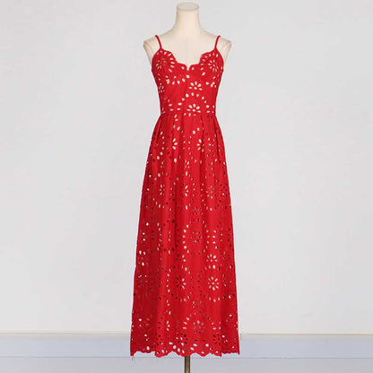 Womens A Line Midi Dress Hollowed Embroidered Cocktail Dress