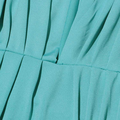 Women Long Flared Sleeve Formal Dress Shoulder Padded High Slit Event Dress