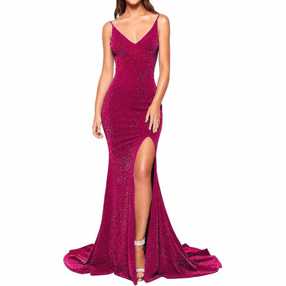Women's Prom Dress Bridesmaid Dress Long High Slit Mermaid Formal Evening Gown for Wedding