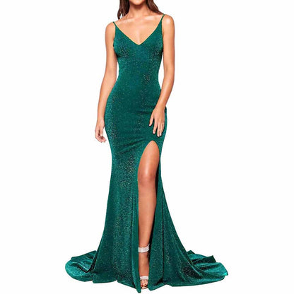 Women's Prom Dress Bridesmaid Dress Long High Slit Mermaid Formal Evening Gown for Wedding