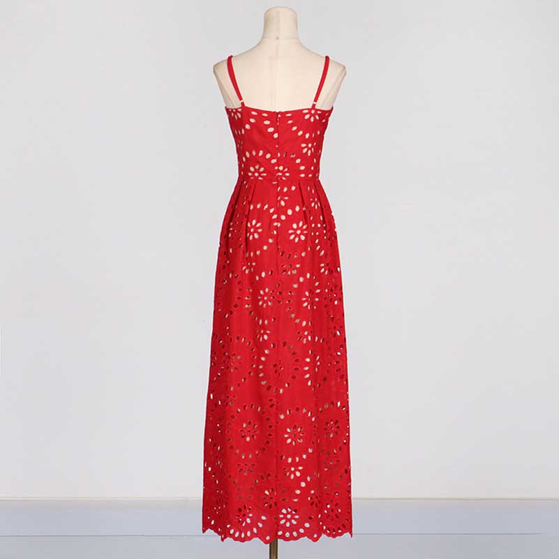 Womens A Line Midi Dress Hollowed Embroidered Cocktail Dress