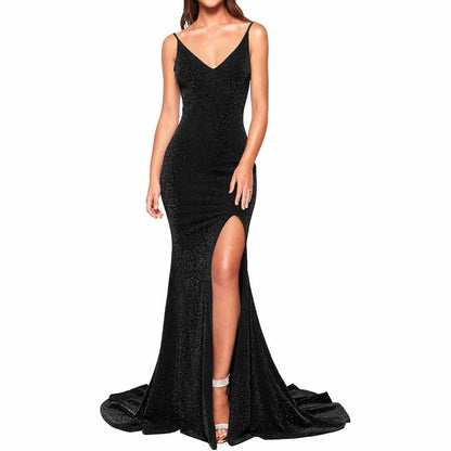 Women's Prom Dress Bridesmaid Dress Long High Slit Mermaid Formal Evening Gown for Wedding