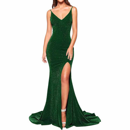 Women's Prom Dress Bridesmaid Dress Long High Slit Mermaid Formal Evening Gown for Wedding