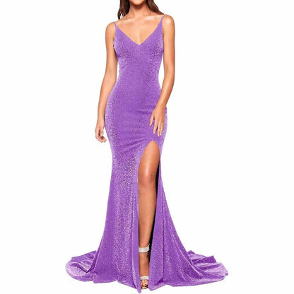 Women's Prom Dress Bridesmaid Dress Long High Slit Mermaid Formal Evening Gown for Wedding