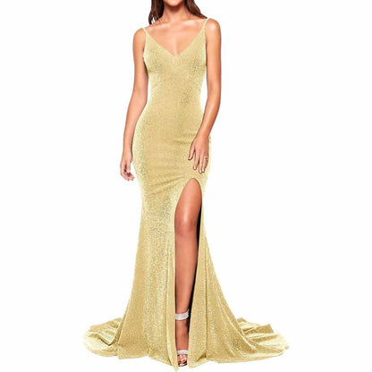 Women's Prom Dress Bridesmaid Dress Long High Slit Mermaid Formal Evening Gown for Wedding