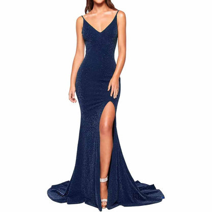 Women's Prom Dress Bridesmaid Dress Long High Slit Mermaid Formal Evening Gown for Wedding