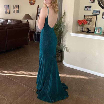 Women's Prom Dress Bridesmaid Dress Long High Slit Mermaid Formal Evening Gown for Wedding