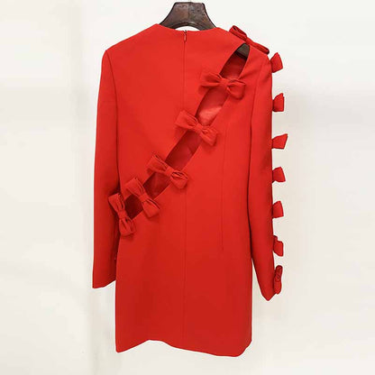 Women Hollow out Bowknot Mini Dress Hot Pink / Black , Formal Dress, Wedding Dress