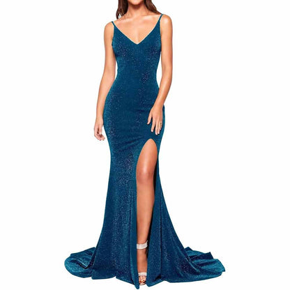 Women's Prom Dress Bridesmaid Dress Long High Slit Mermaid Formal Evening Gown for Wedding