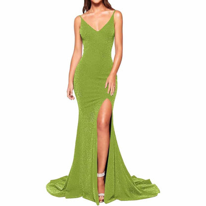 Women's Prom Dress Bridesmaid Dress Long High Slit Mermaid Formal Evening Gown for Wedding