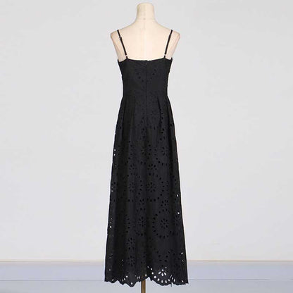 Womens A Line Midi Dress Hollowed Embroidered Cocktail Dress