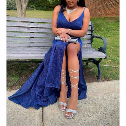 Women's Prom Dress Bridesmaid Dress Long High Slit Mermaid Formal Evening Gown for Wedding