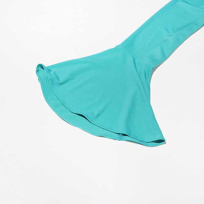 Women Long Flared Sleeve Formal Dress Shoulder Padded High Slit Event Dress