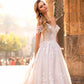 A Line Off the shoulder Tulle Wedding Dresses With Appliques Lace