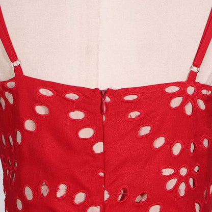 Womens A Line Midi Dress Hollowed Embroidered Cocktail Dress